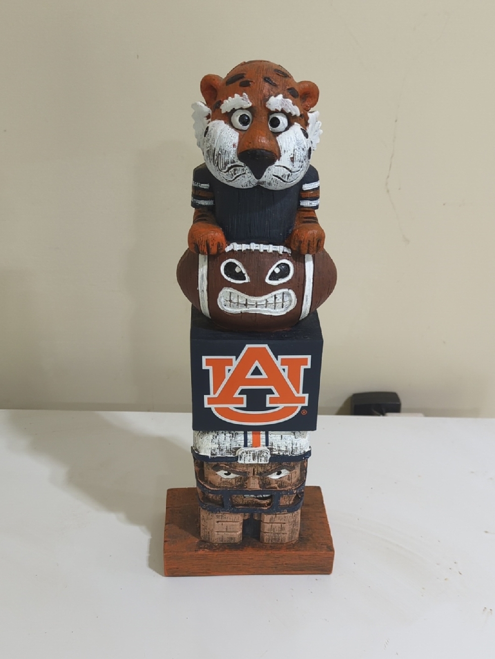 Auburn Tigers Wooden Mascot Totem - Orange & Navy